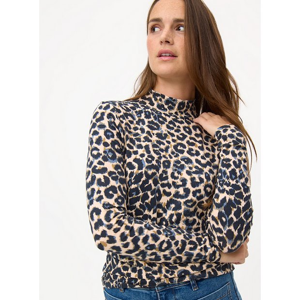 Leopard print top high neck hotsell