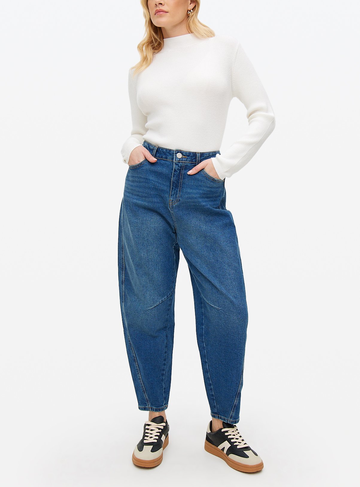 Dark Denim Barrel Leg Jeans  
