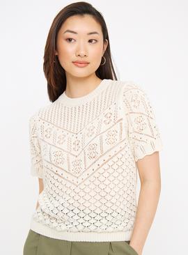 Pointelle Scallop Sleeve Top 