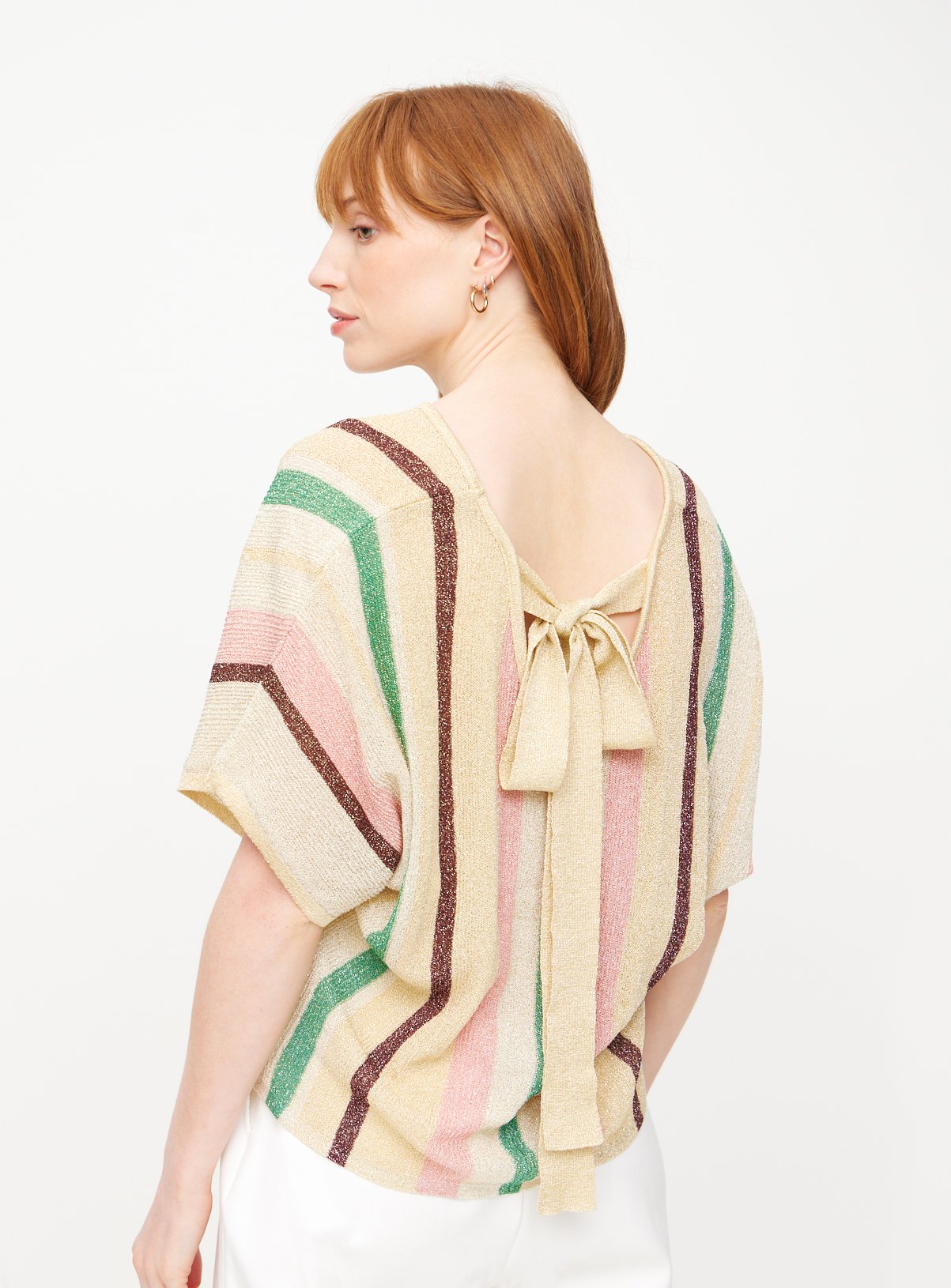 Stripe Sparkle Batwing Top 