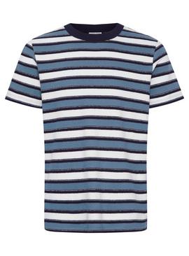 CASUAL FRIDAY Blue Texture Striped T Shirt 
