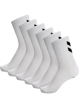 HUMMEL Chevron 6 Pack Socks White 