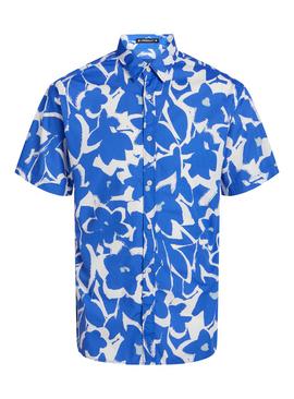 JACK & JONES JUNIOR Aruba Print Short Sleeve Shirt Dazzling Blue 
