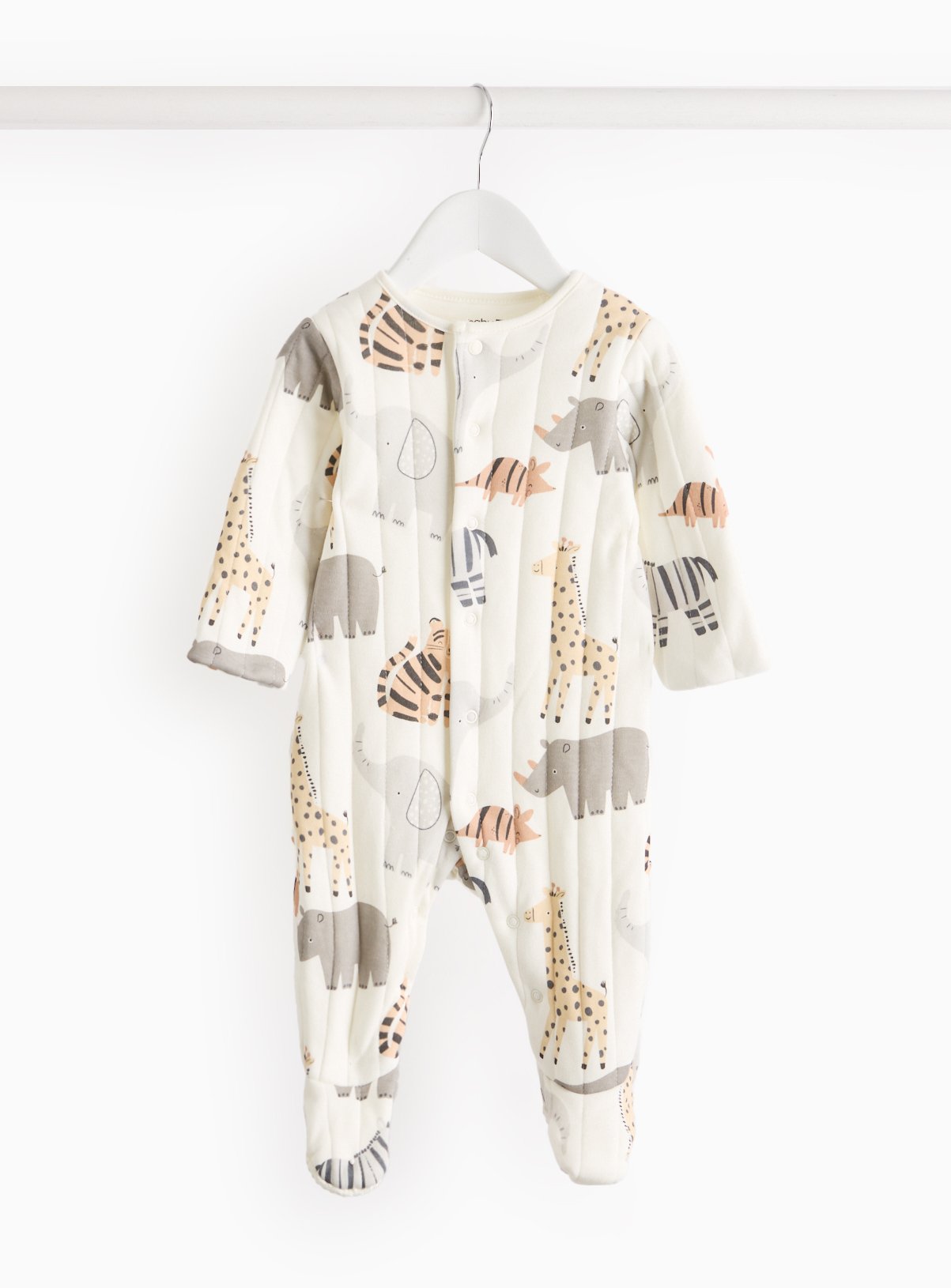 Cream Safari Animal Print 2.5 Tog Quilted Sleepsuit 