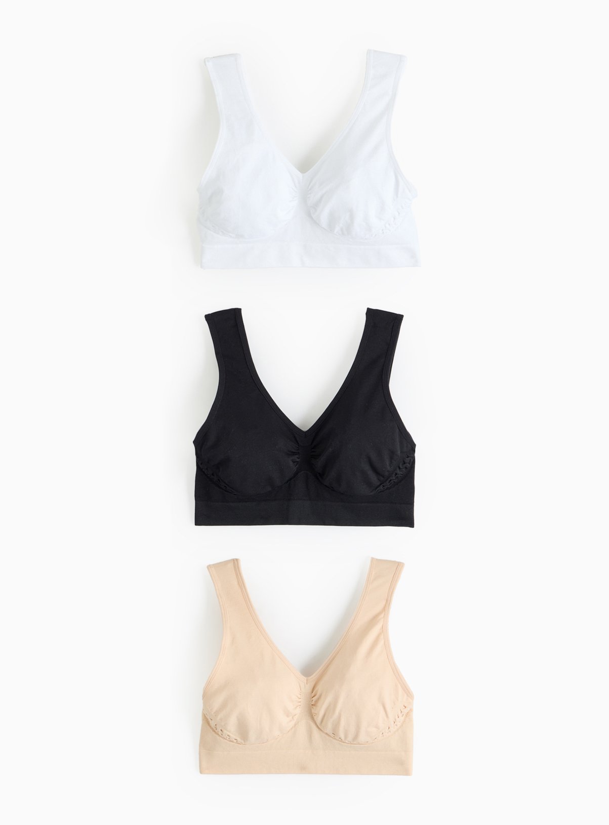 Seamless Non-Wired Crop Top 3 Pack XS