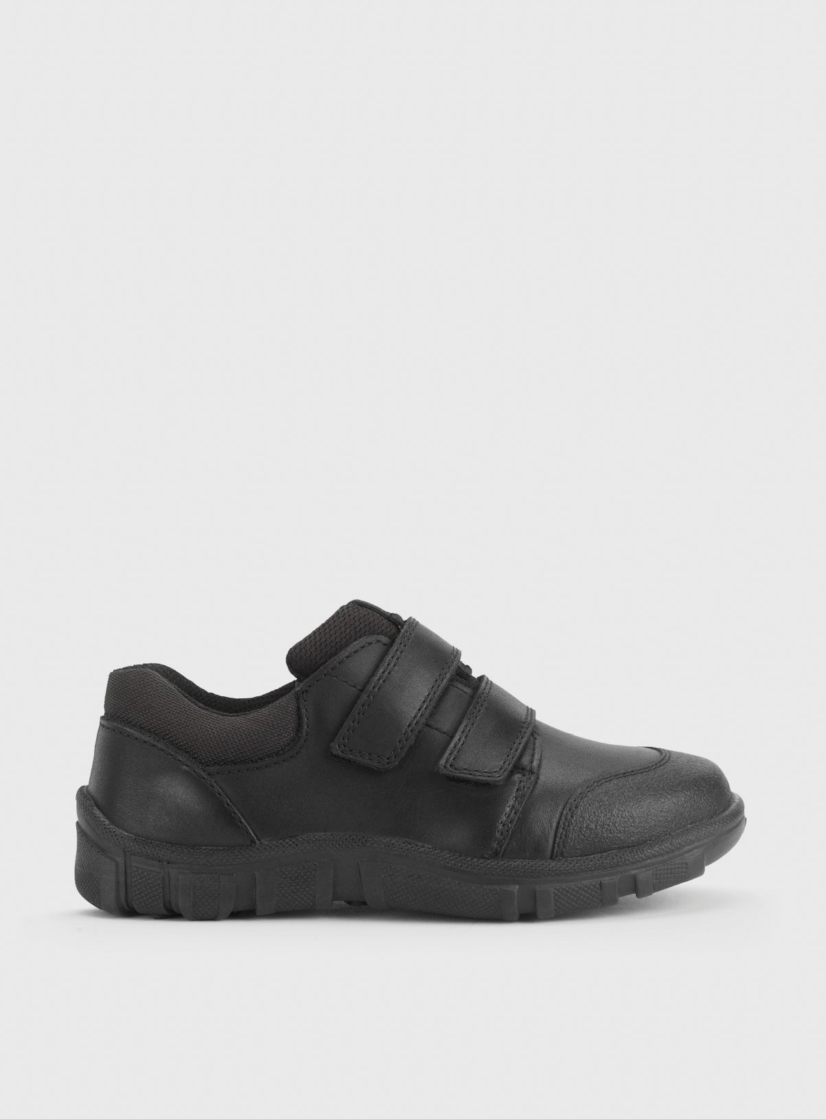 START-RITE Topic Black Leather Dual Fit Rip Tape School Shoes 
