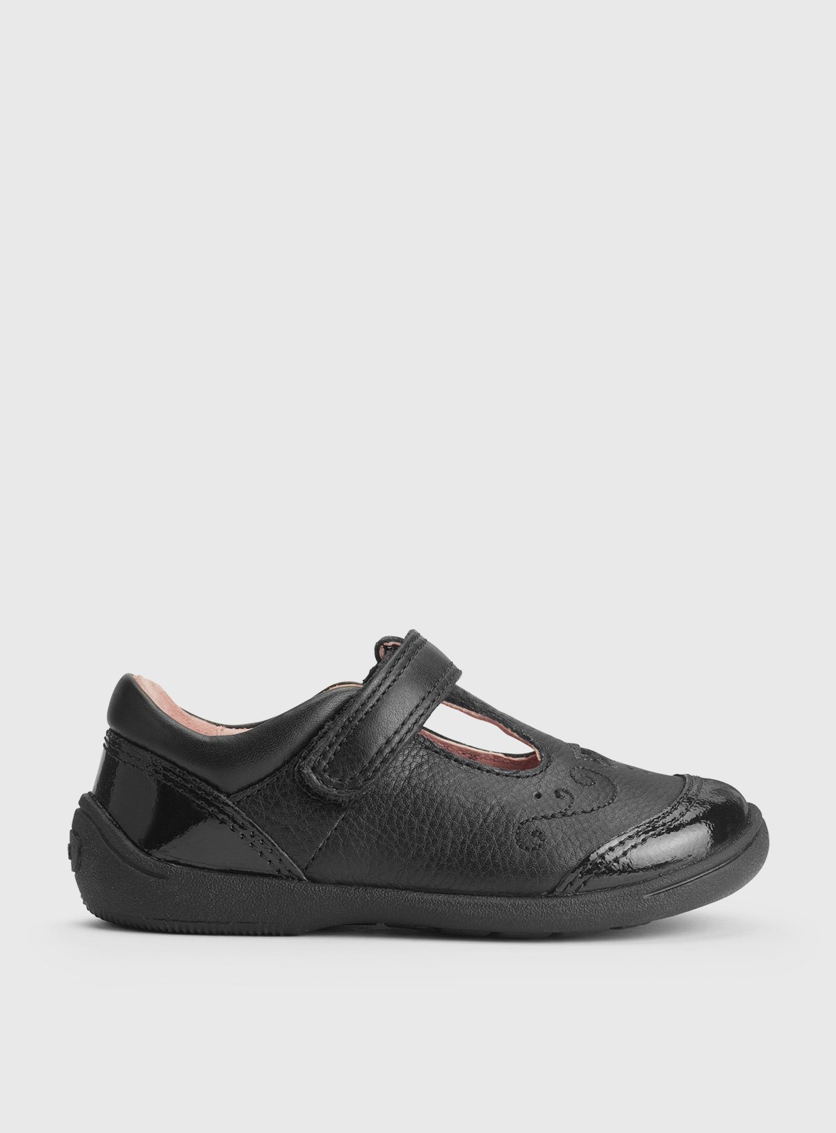 START-RITE Dazzle Black Leather T Bar School Shoes 
