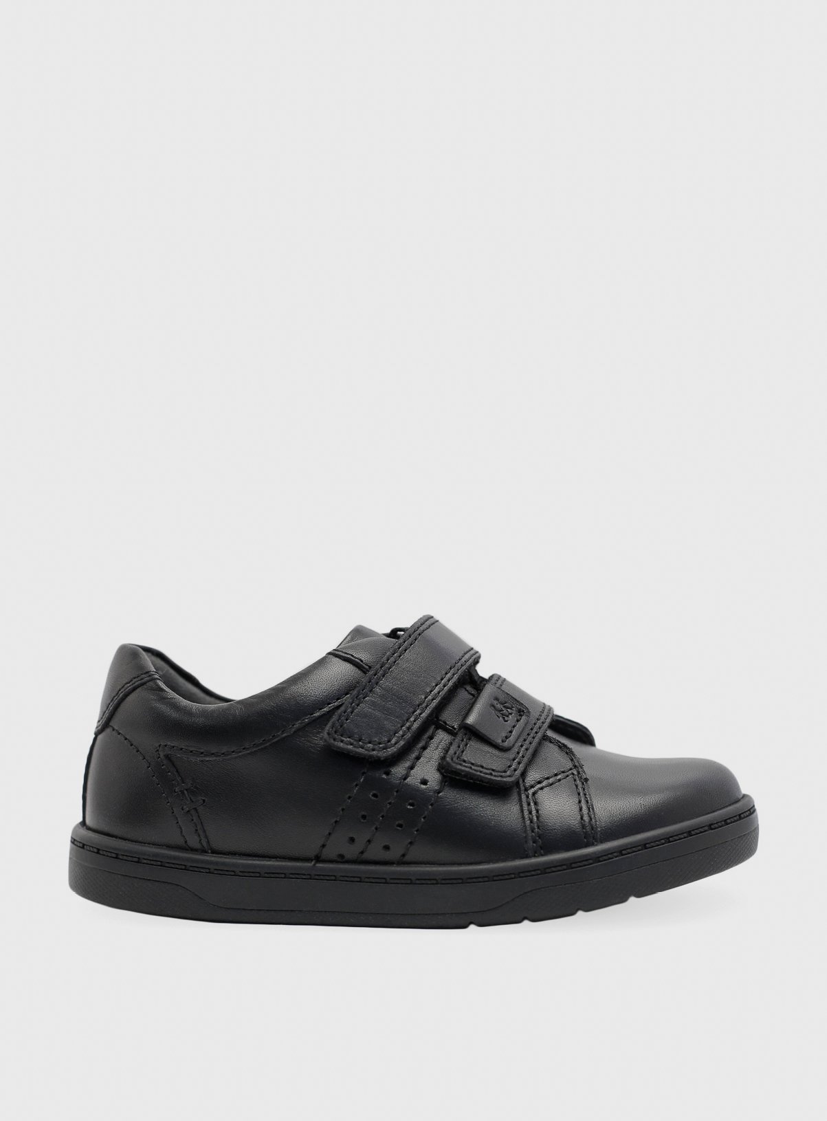 START-RITE Explore Black Leather Double Rip Tape School Shoes 
