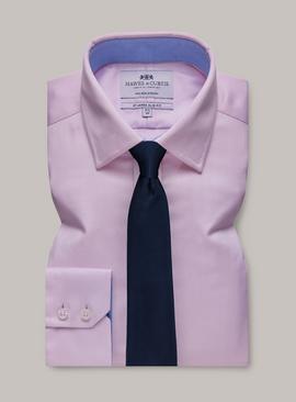  HAWES & CURTIS Pink Herringbone Slim Shirt Contrast Detail 