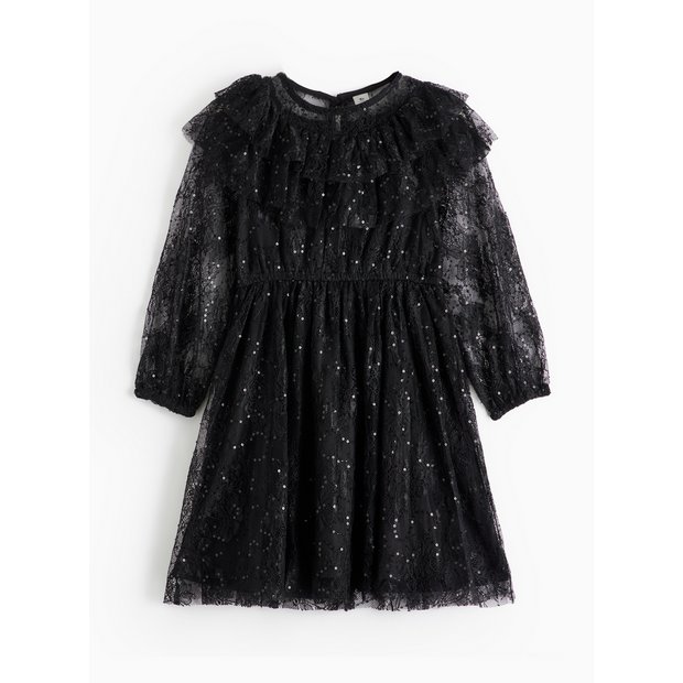 Buy Black Sequin Mesh Long Sleeve Dress 5 years Dresses jumpsuits and outfits Tu