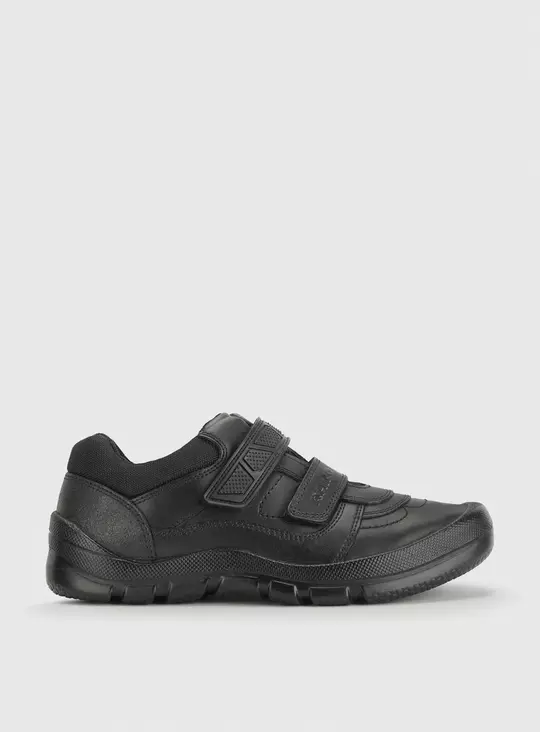 START-RITE Rhino Warrior Black Leather Rip Tape School Shoes