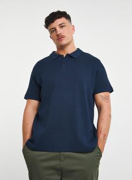 JACAMO Relaxed Fit Waffle Textured Polo Longsleeve 