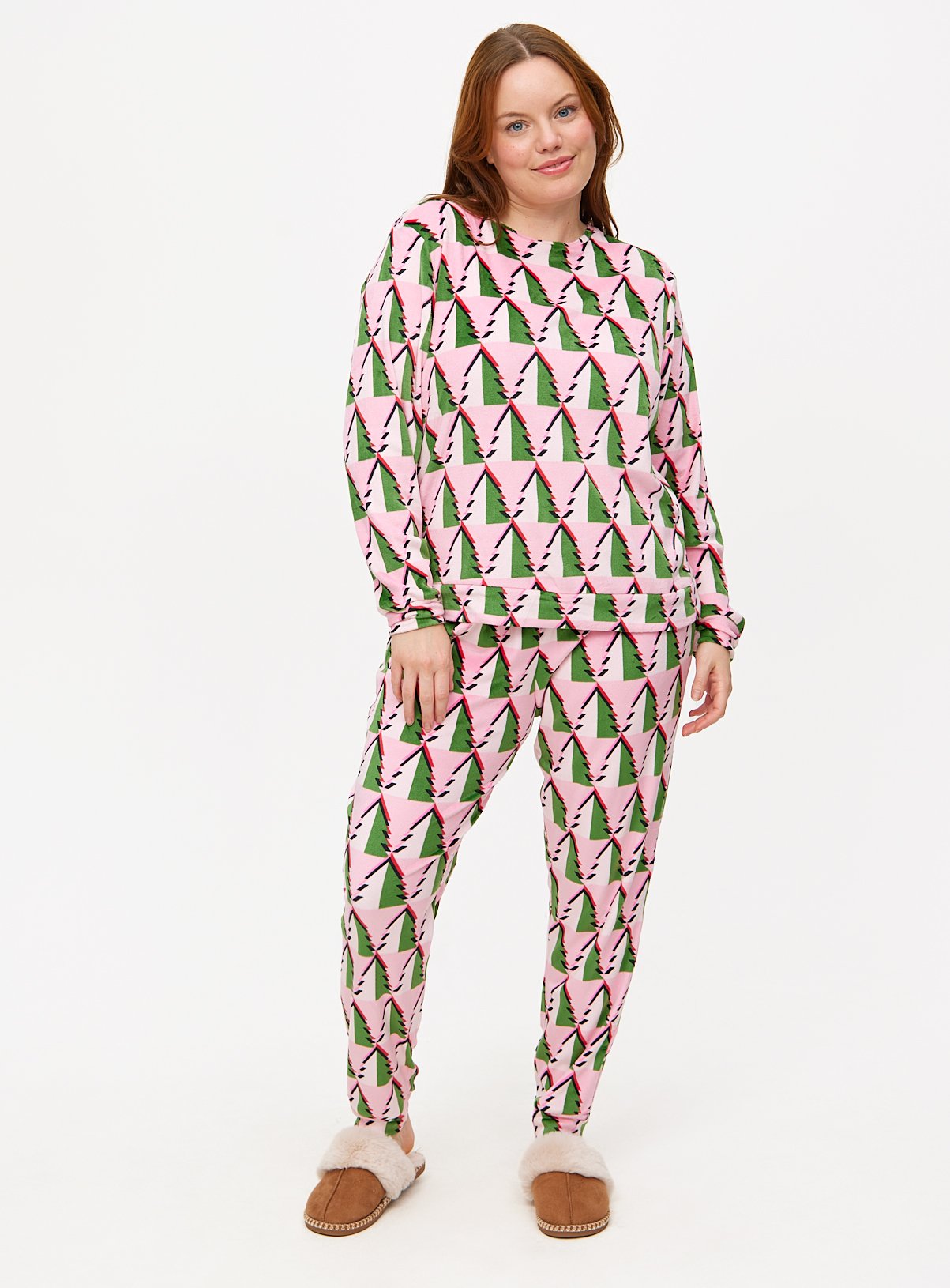 Christmas Tree Print Slinky Fleece Pyjamas 