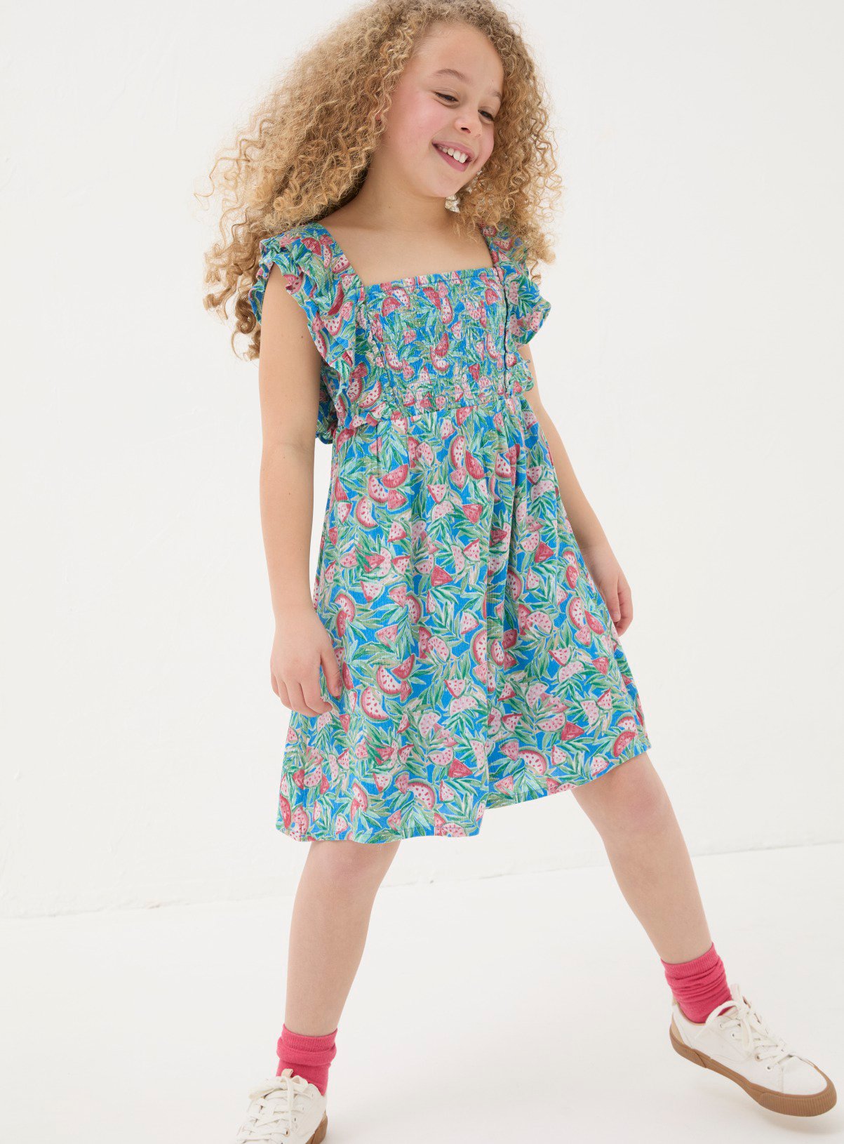 FATFACE Watermelon Frill Dress 