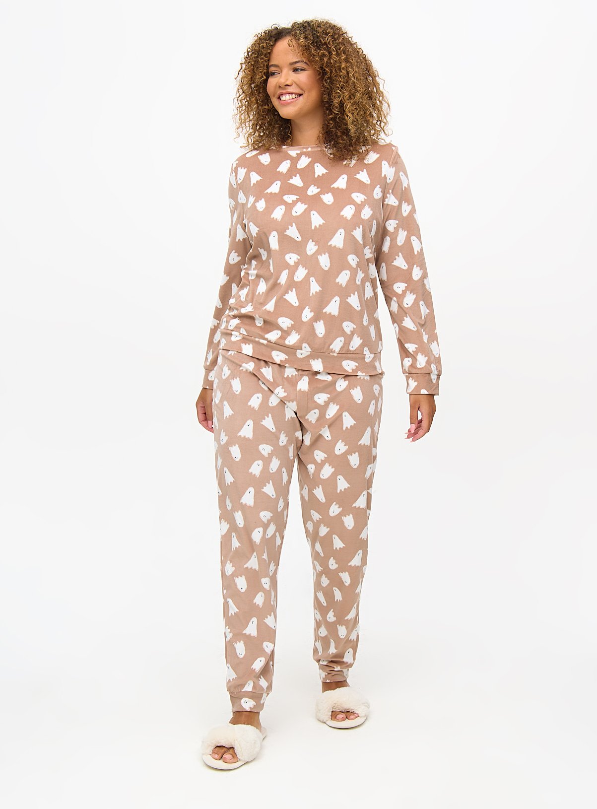 Mini Me Halloween Ghost Print Fleece Pyjamas 