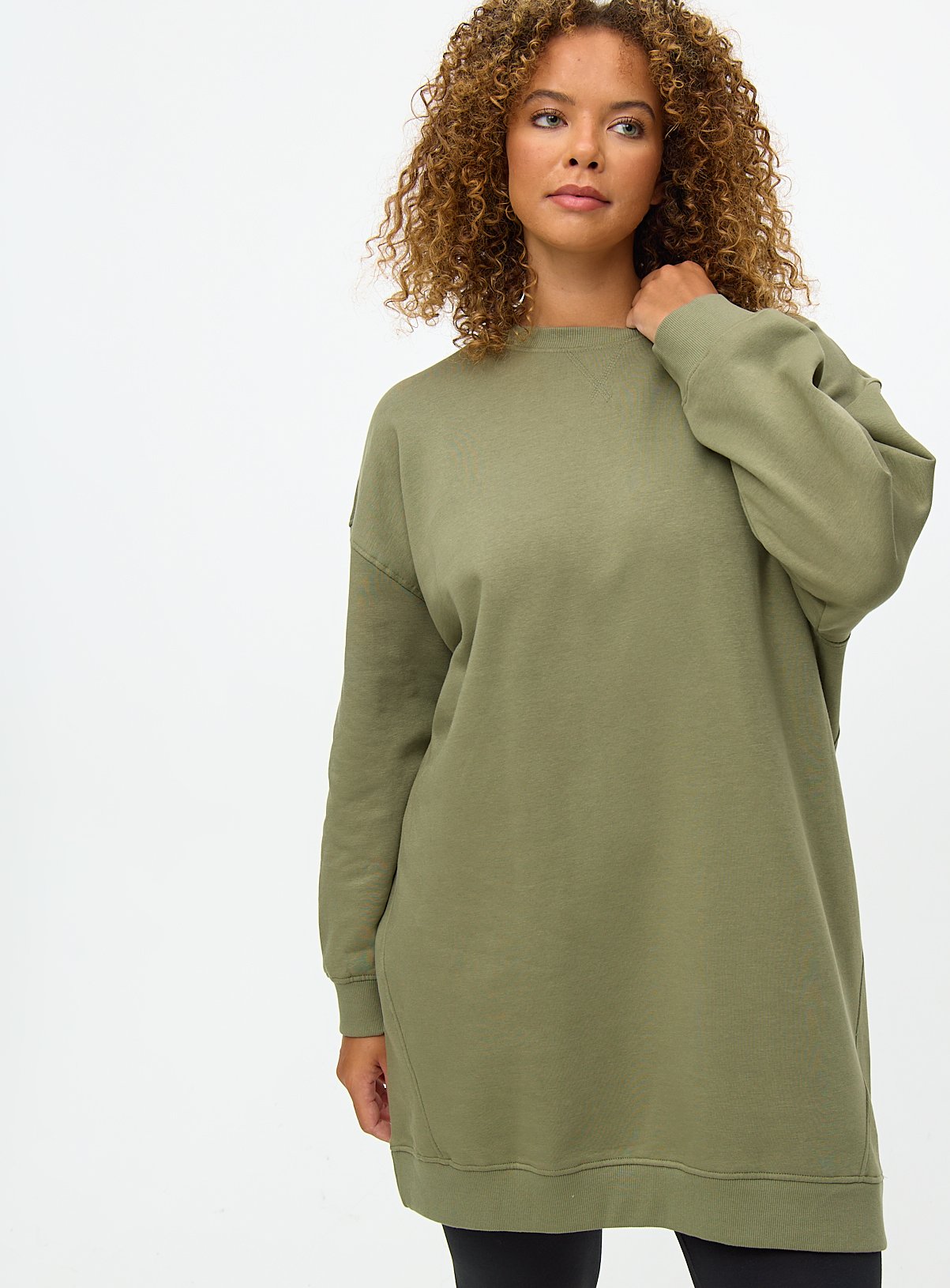 Khaki Sweatshirt Dress S