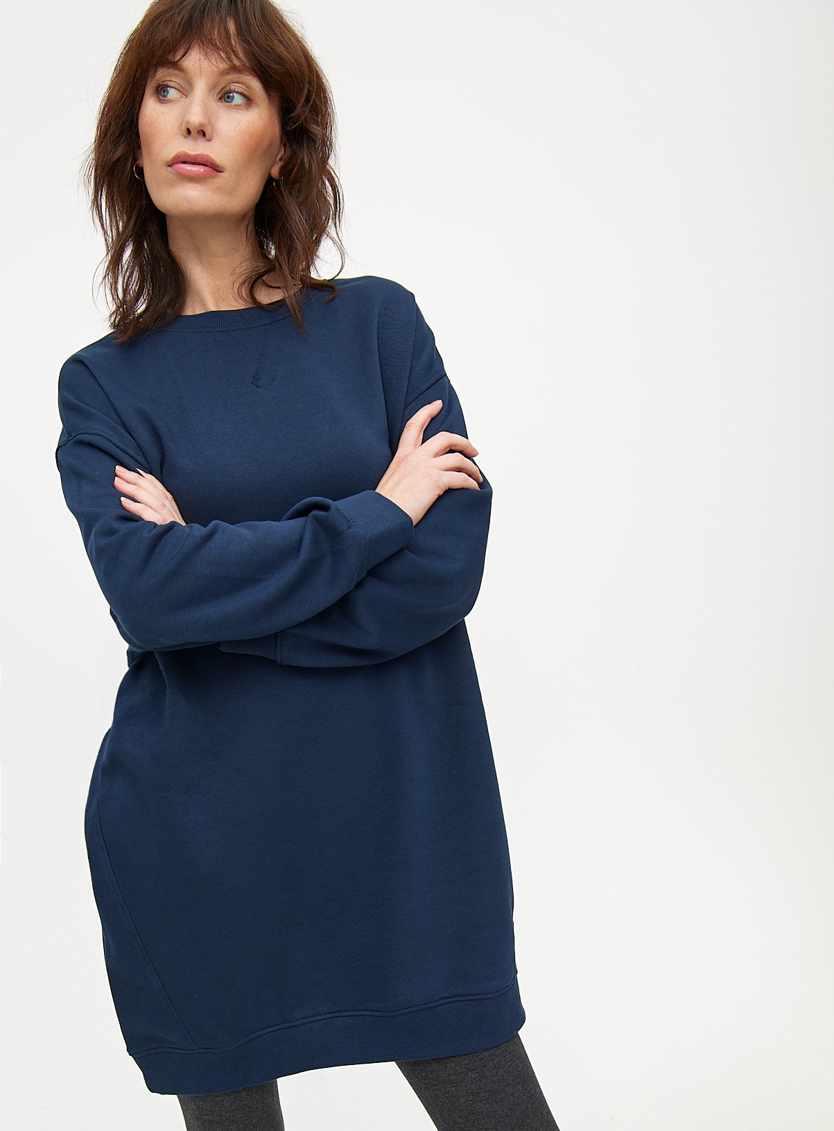 Navy Sweatshirt Dress S