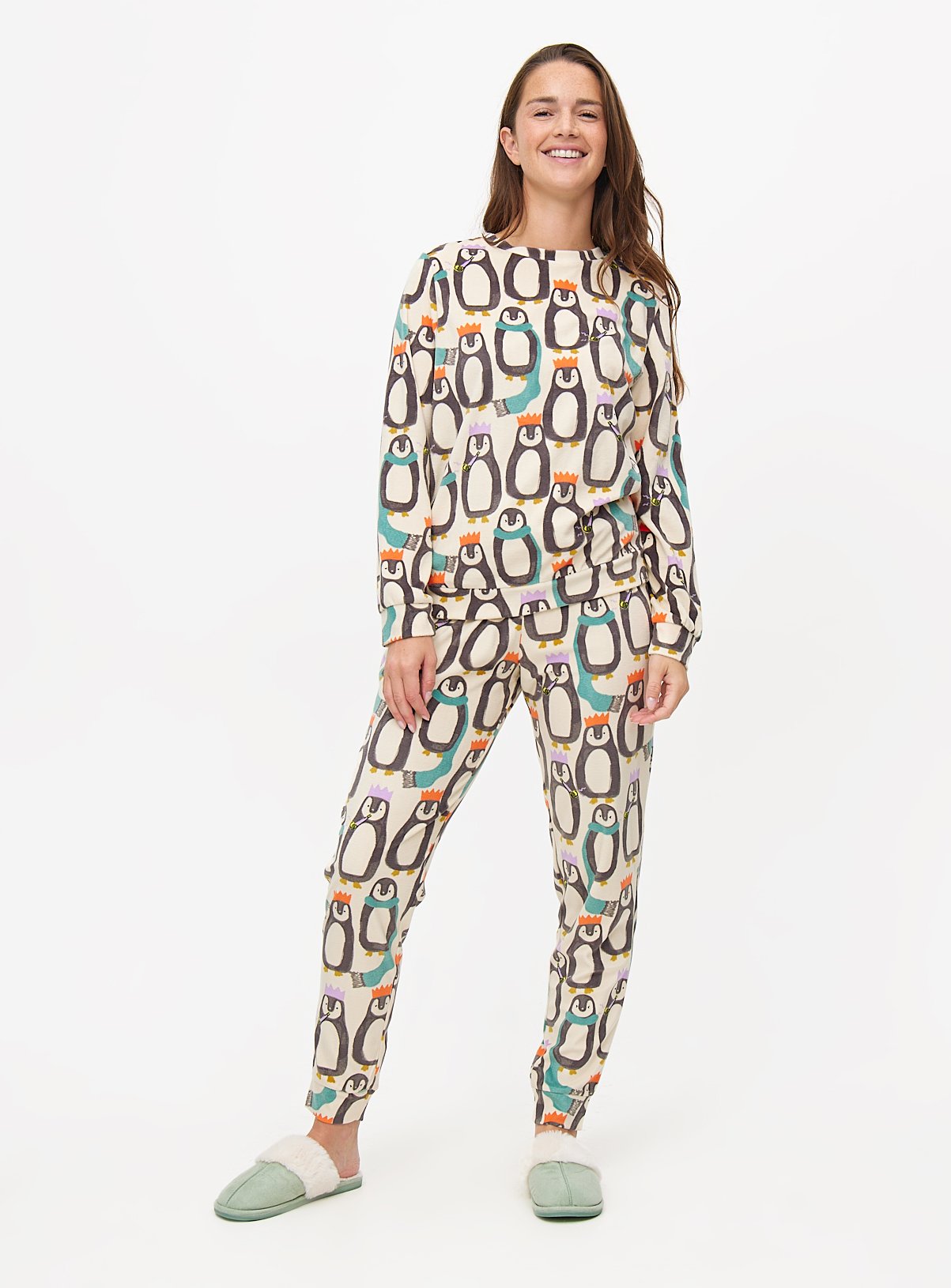 Matching Family Women's Christmas Penguin Print Pyjamas 