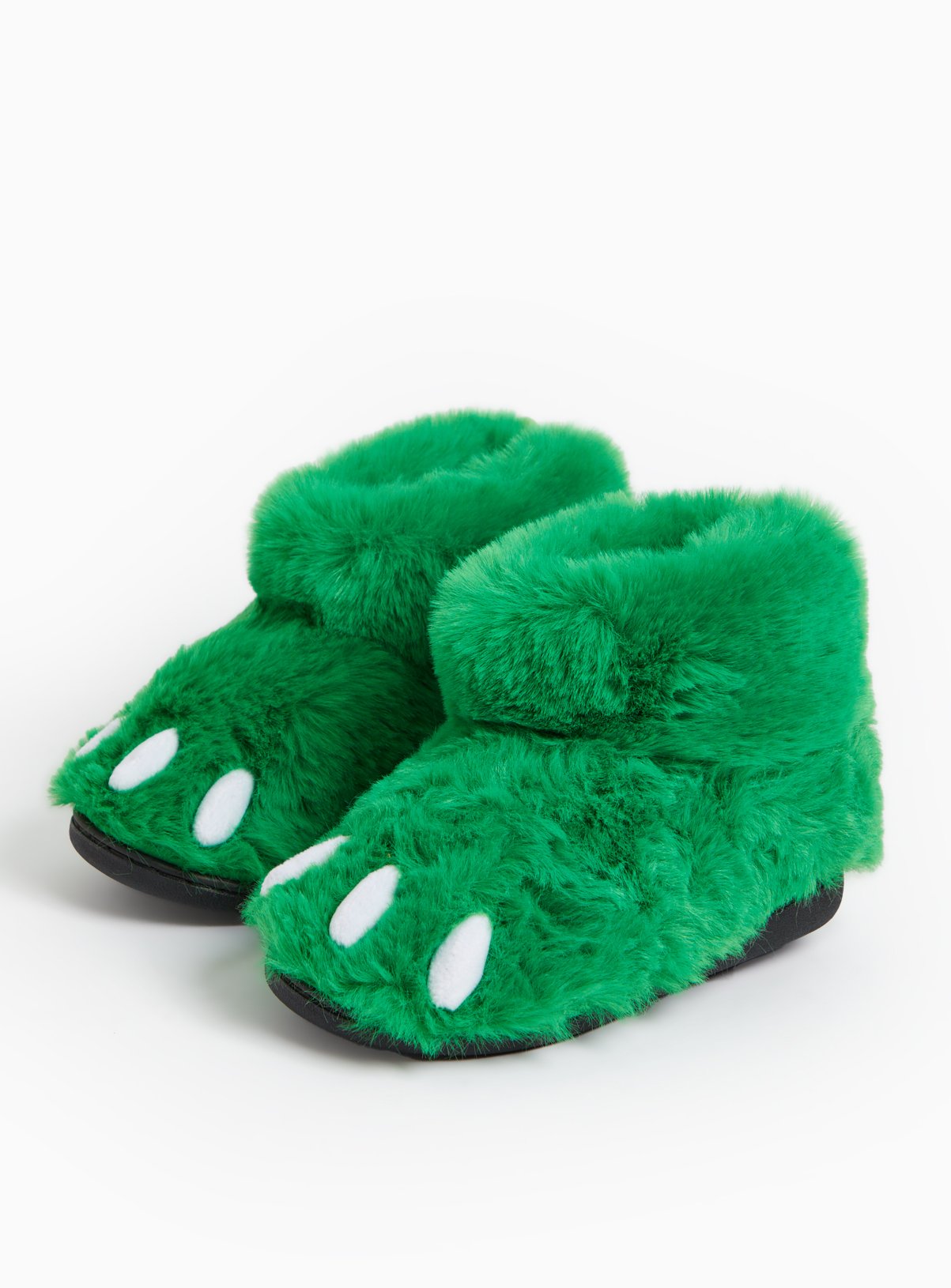 Novelty Green Dinosaur Faux Fur Slipper Boots 