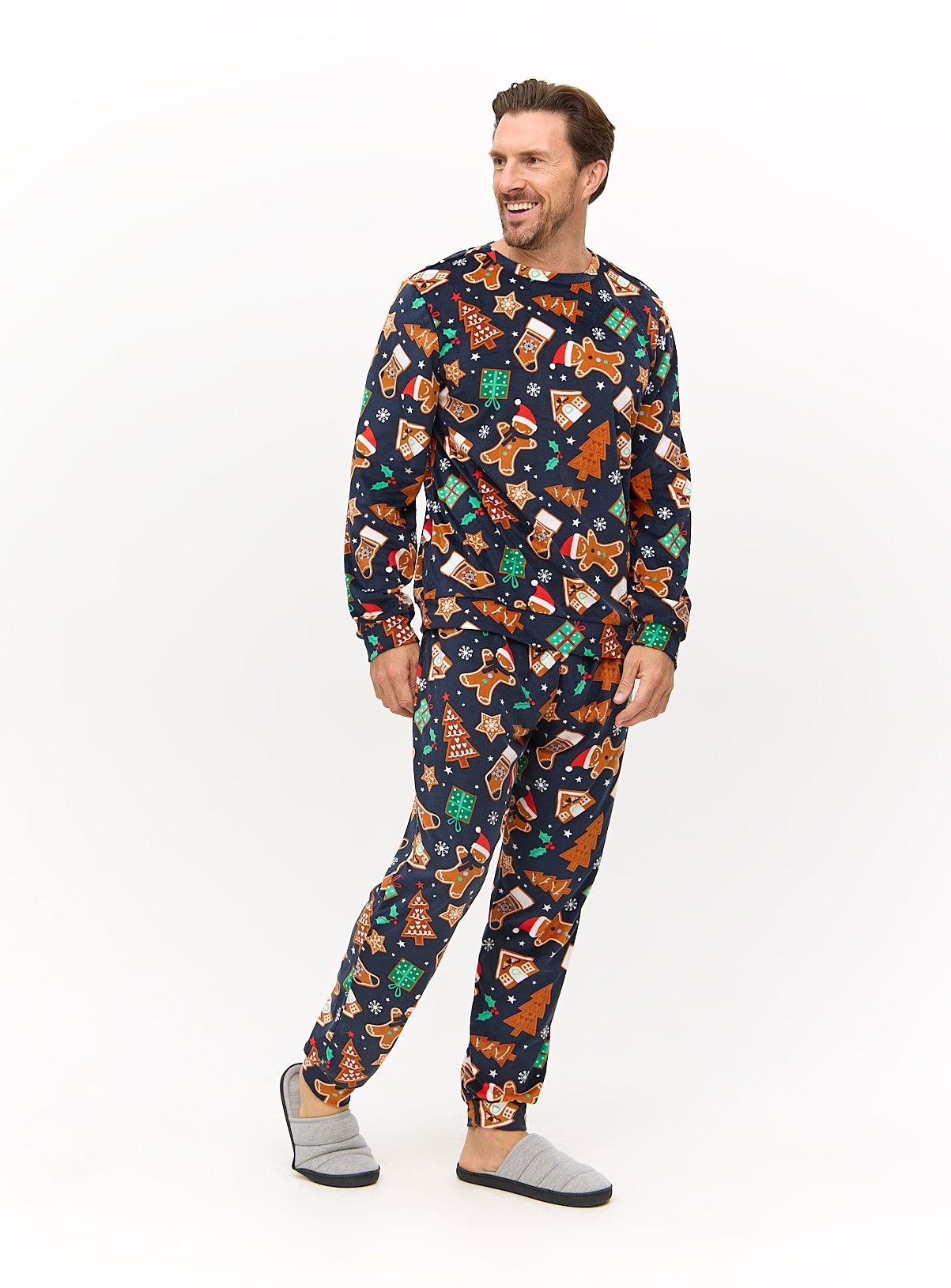 Matching Family Men's Christmas Gingerbread Print Pyjamas 