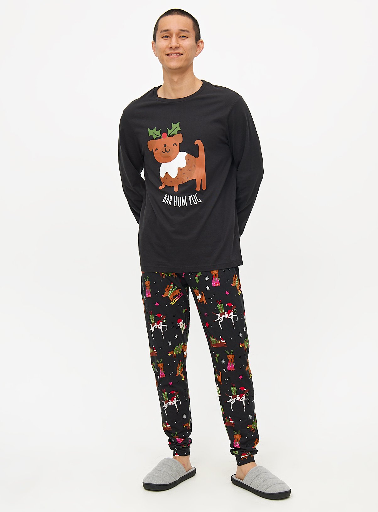 Matching Family Men's Christmas Dog Printed Pyjamas 