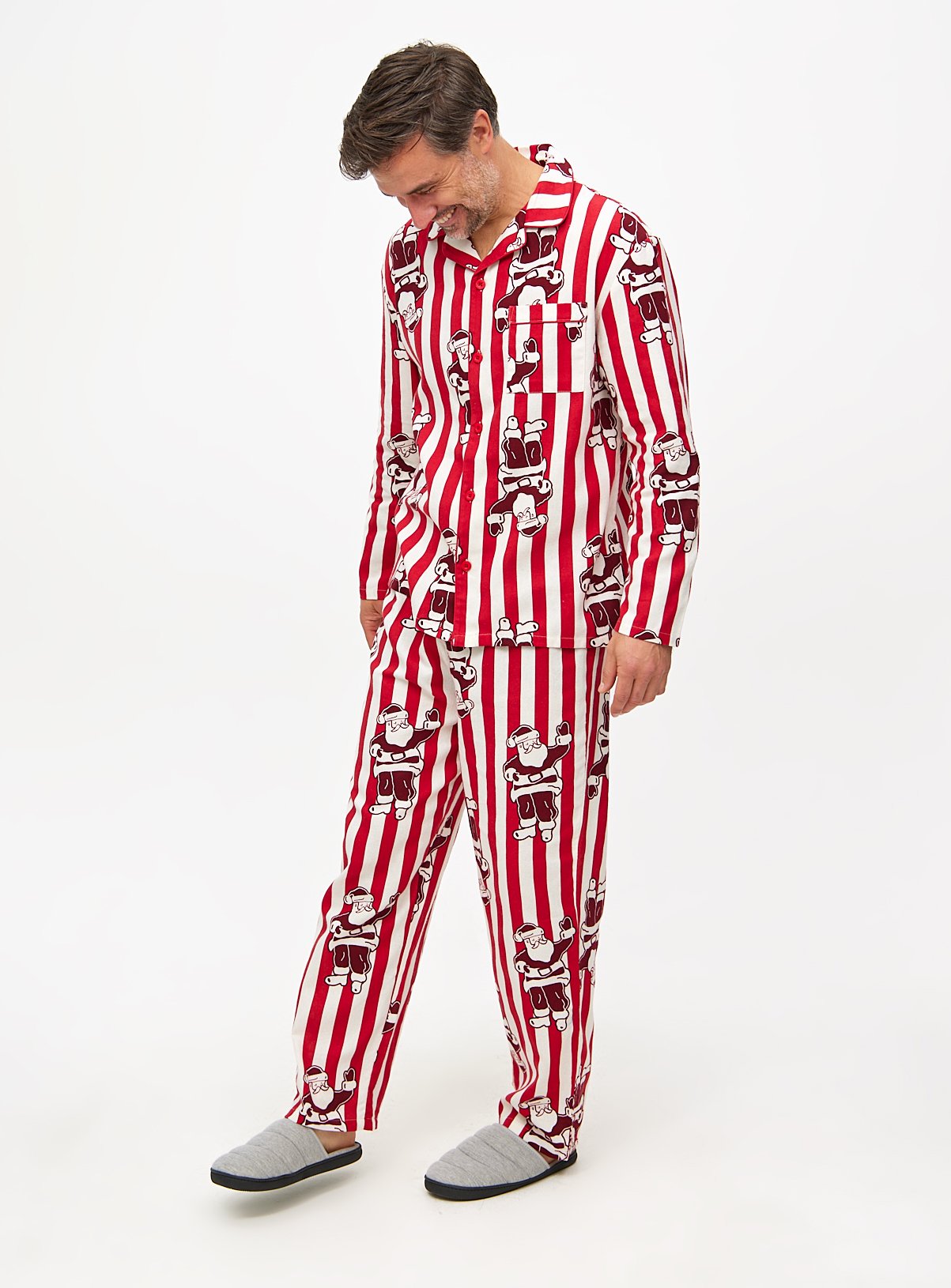 Matching Family Men's Christmas Red Stripe Santa Traditional Pyjamas 
