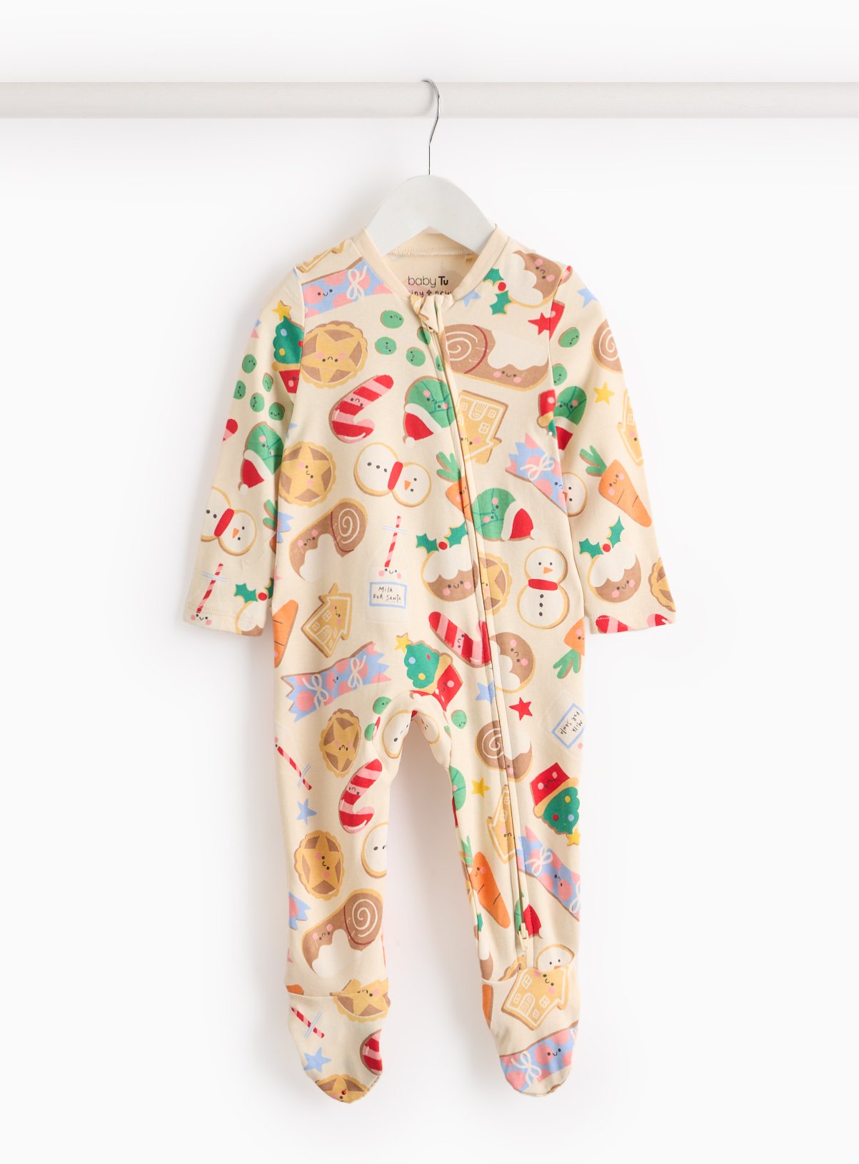 Christmas Food Print Two-Way Zip-Through Sleepsuit 