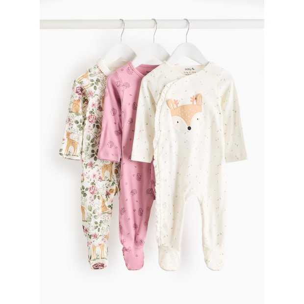 Buy Woodland Deer Long Sleeve Sleepsuit 3 Pack 3 6 months Sleepsuits and pyjamas Tu