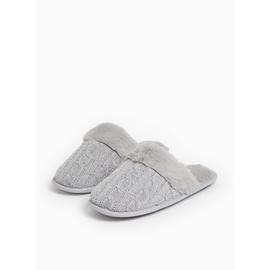 Buy Grey Cable Knit Detail Mule Slippers L Slippers Tu