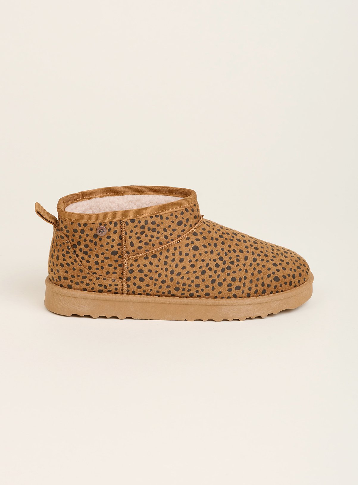 BRAKEBURN Leopard Spot Faux Suede Slipper Boot 