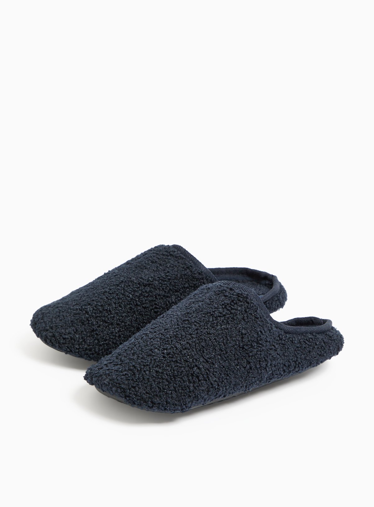 Navy Borg Fleece Mule Slippers 
