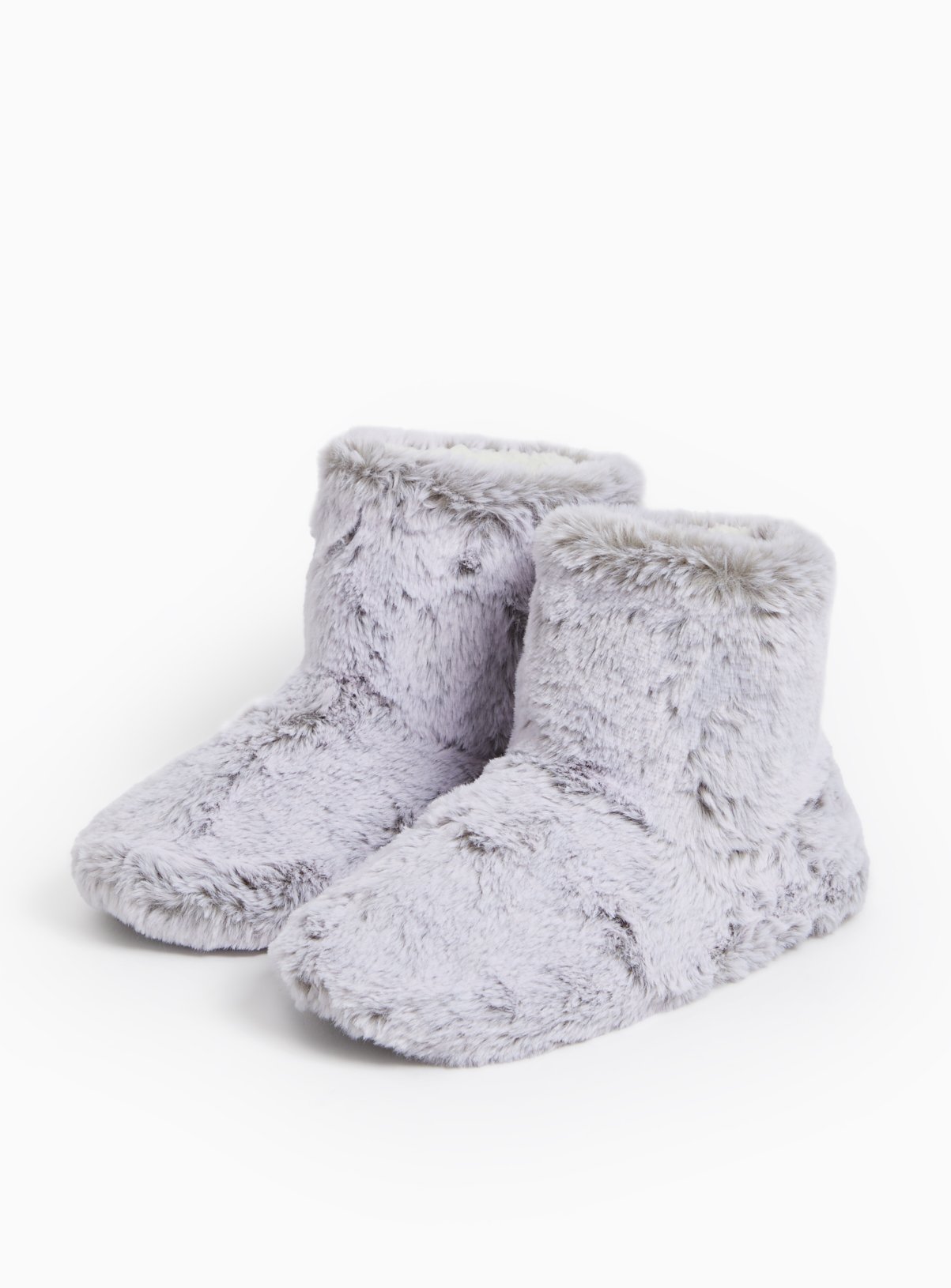 Grey Faux Fur Fleece Lined Slipper Boots 