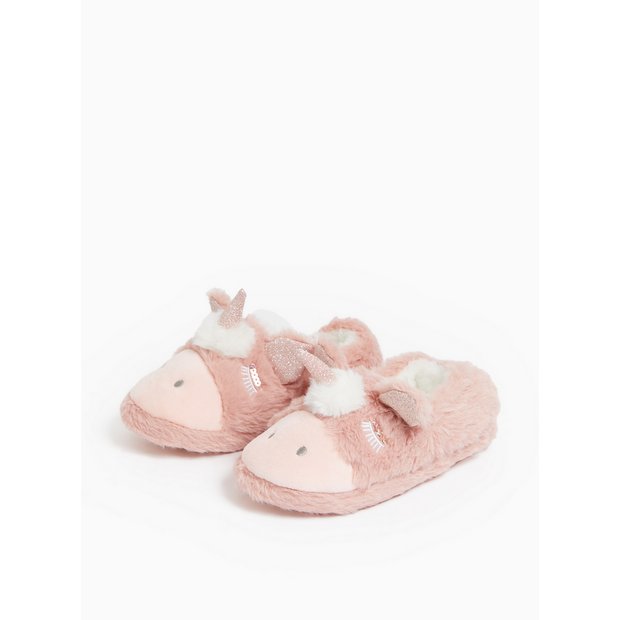 Buy Pink Novelty Unicorn Design Faux Fur Full Slippers 10 11 Infant Slippers Tu