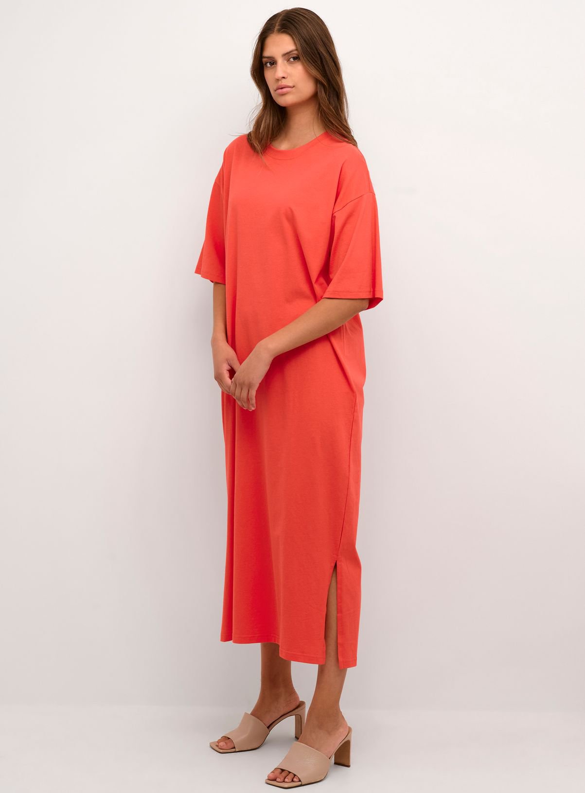 KAFFE Edna Half Sleeve Casual Fit Maxi Dress Red