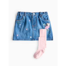 Rainbow denim skirt set hot sale