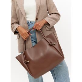 Buy Chocolate Brown Faux Leather Knot Detail Shopper Bag One Size Gifts for her Argos