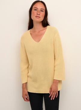 KAFFE Merian V Neck Cropped Sleeve Pullover Yellow XL