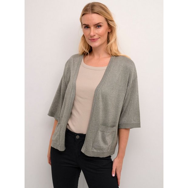 Buy KAFFE Regina Half Sleeve Open Front Cardigan Green L Cardigans Tu