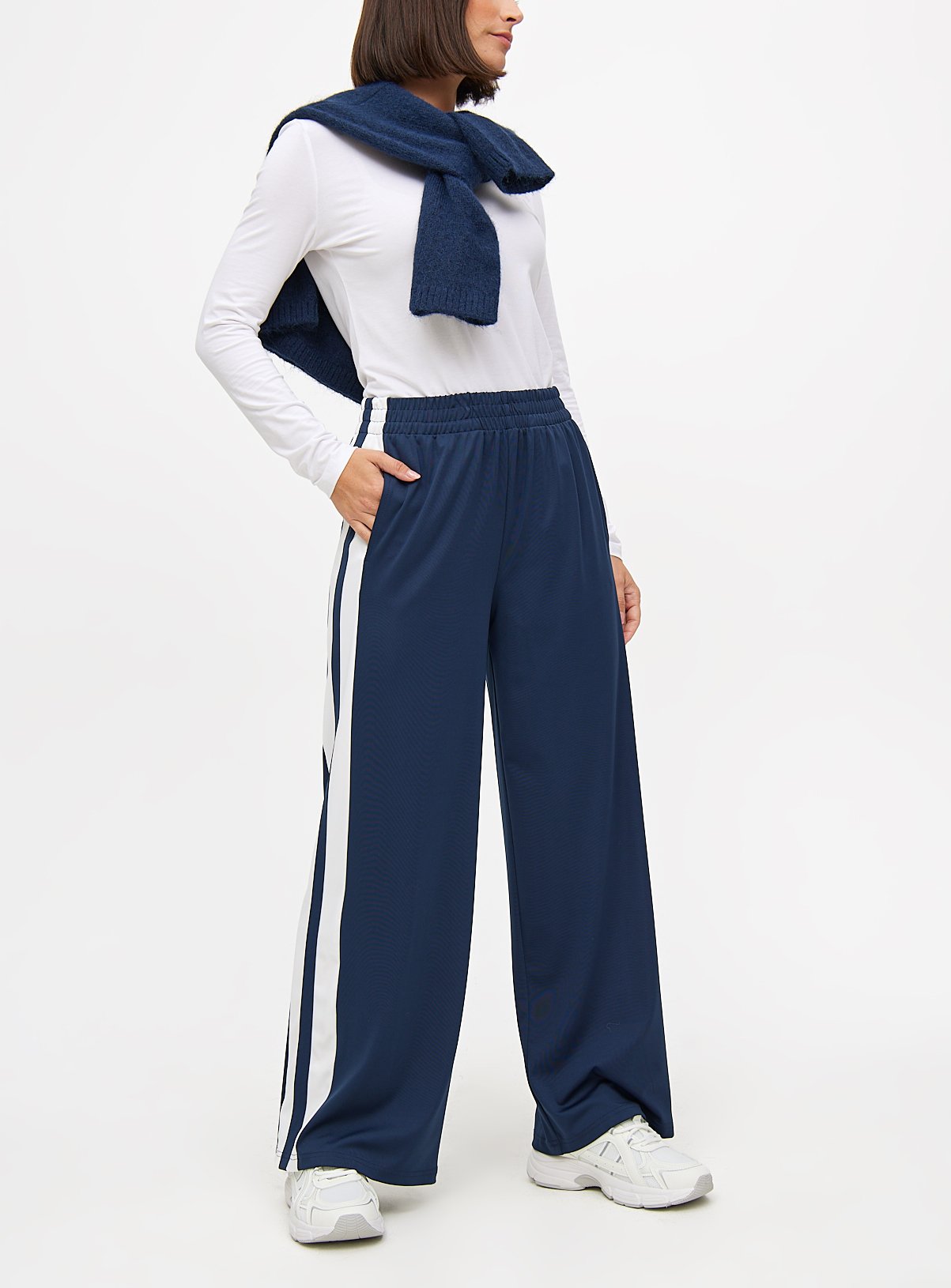 Tricot Stripe Wide Leg Joggers 