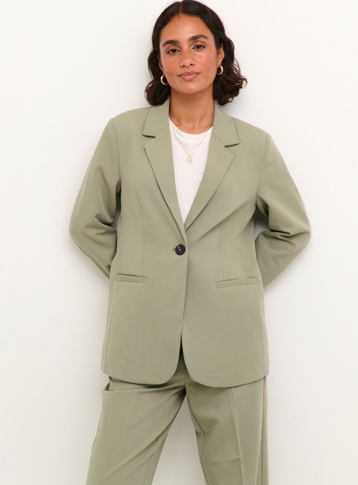 KAFFE Sakura Single Breasted Blazer Green