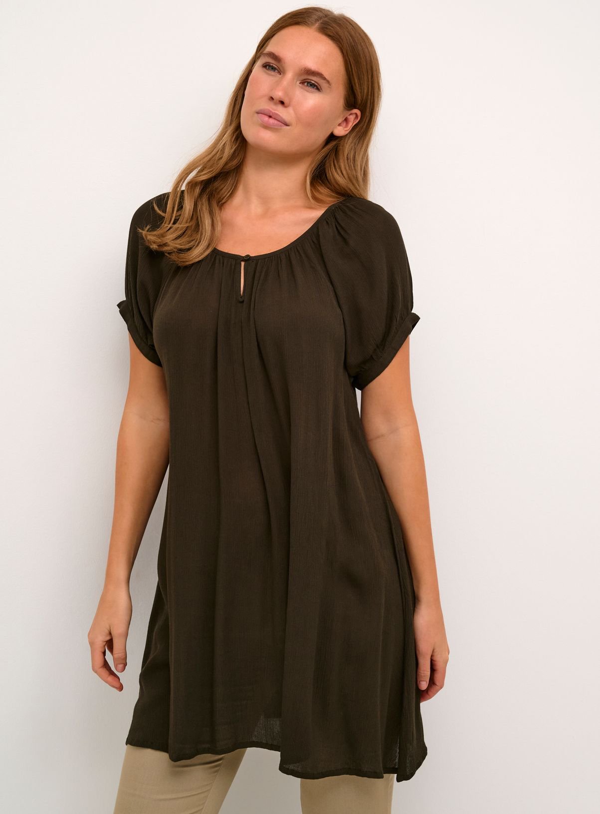 KAFFE Amber Short Sleeve Tunic Green 