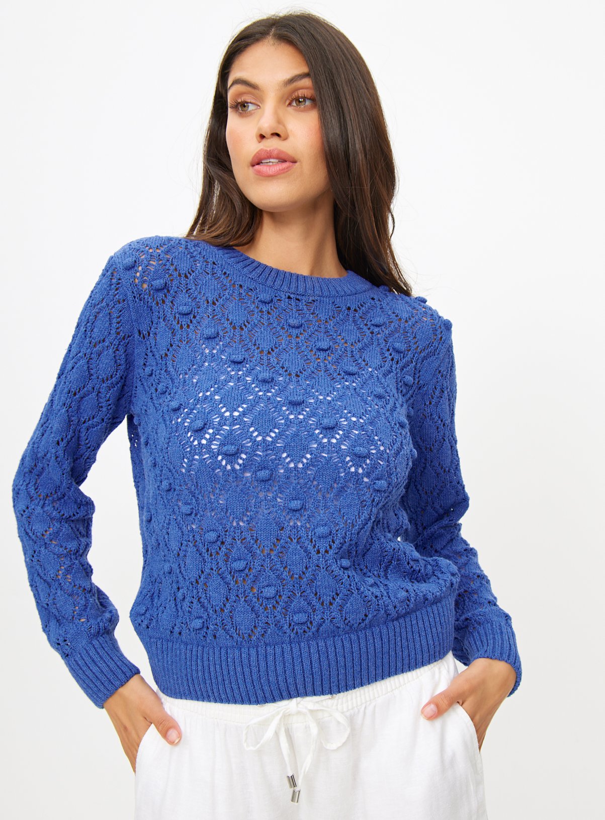 Pointelle Bobble Crew Neck Jumper 