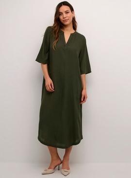 KAFFE Milia Kaftan Midi Length Dress Green 