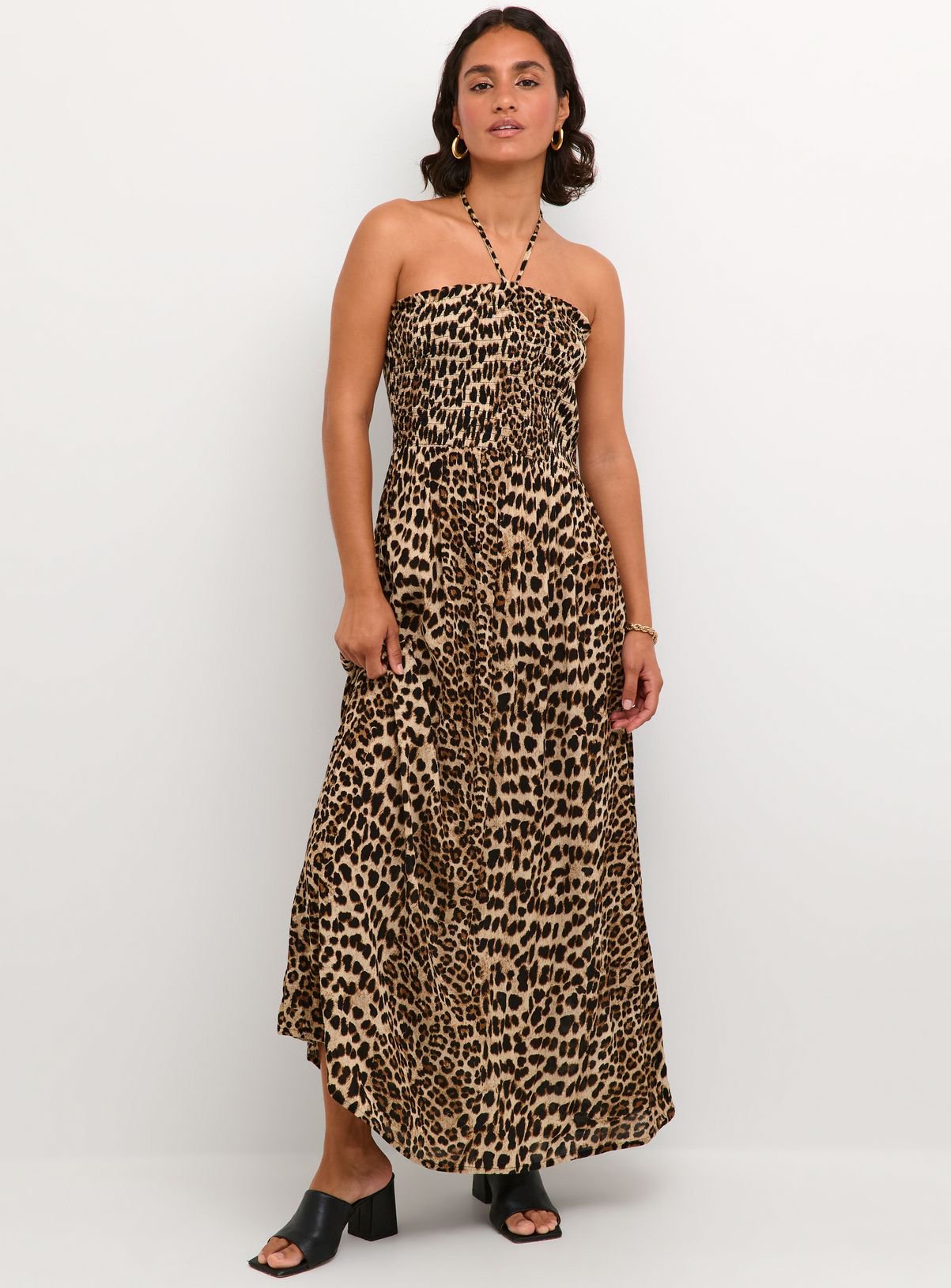 KAFFE Amber Strapless Tie Neck Maxi Dress Multi 