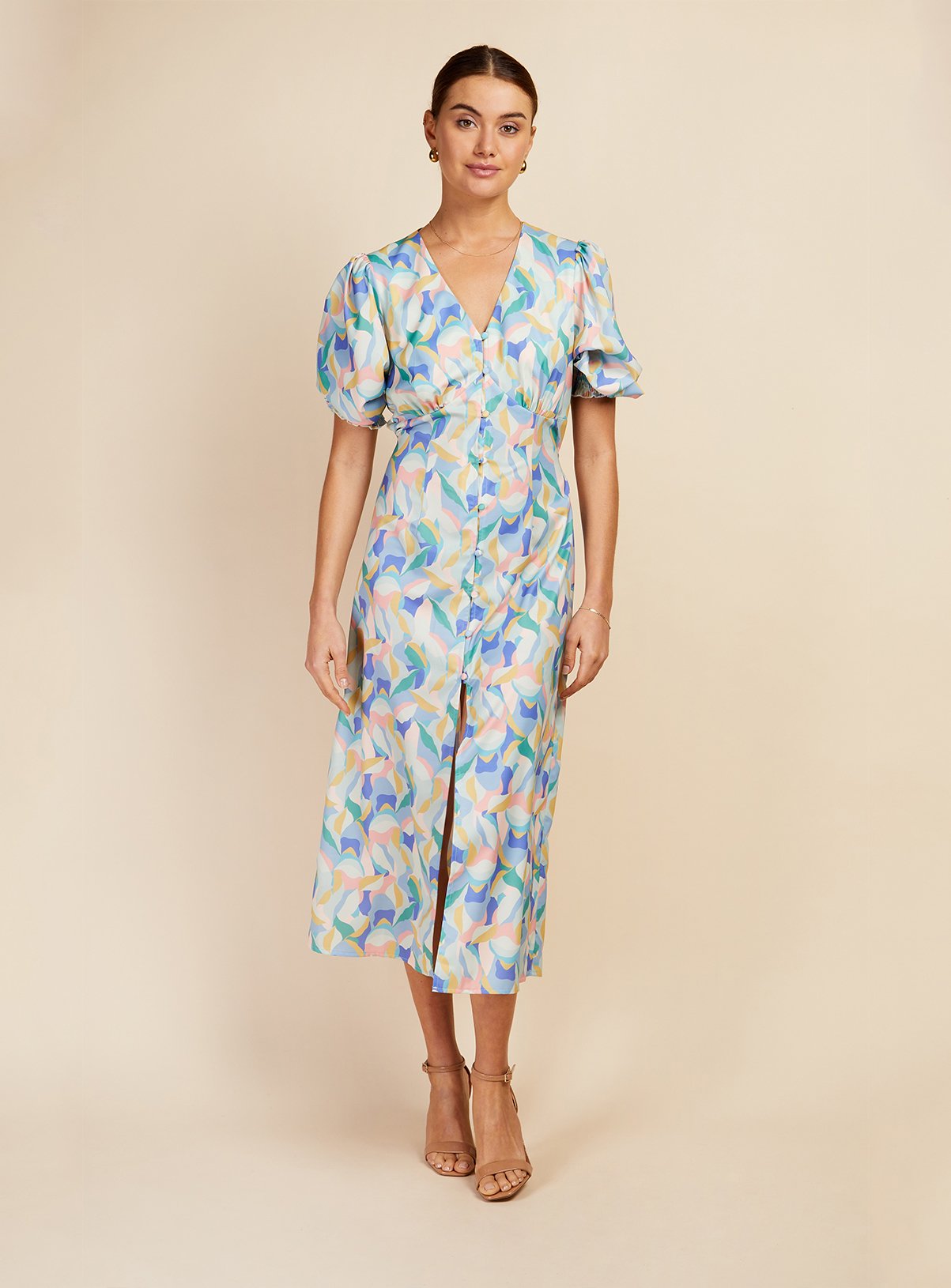 VOGUE WILLIAMS Multi Puff Sleeve Midaxi Dress 