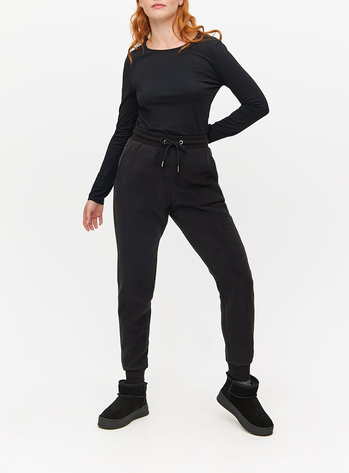 Black Tapered Fleece Coord Joggers 
