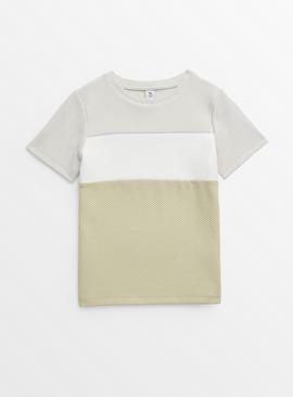 Sage Colour Block Textured T-Shirt 