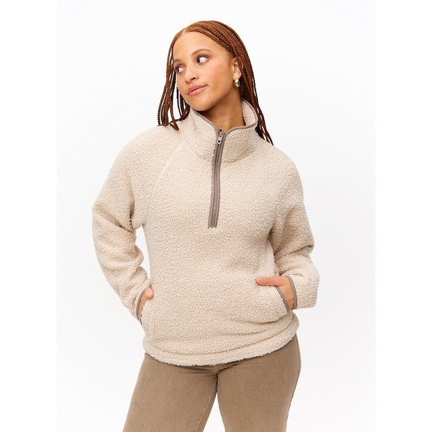 Buy Cream Borg Fleece Half Zip Jacket L Loungewear Tu