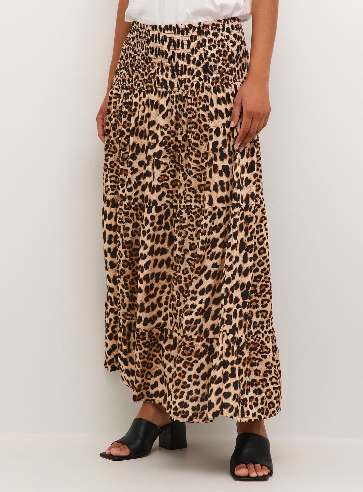 KAFFE Maxi Smock Waist A Line Fit Skirt Multi 