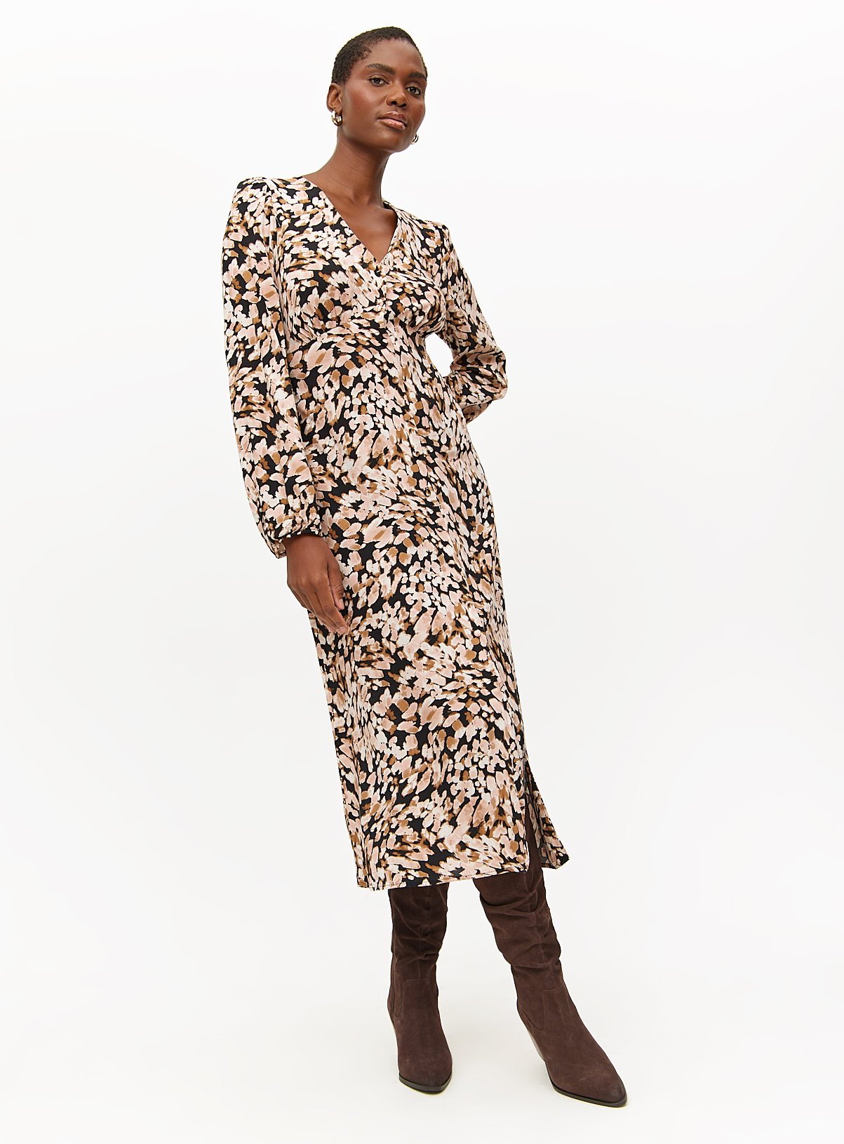 Pink Animal Print Midaxi Tea Dress